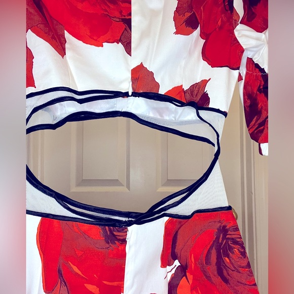 Autumn Adeigbo Gisele Red White Floral Cutout Dress NWT $625 - Picture 5 of 14
